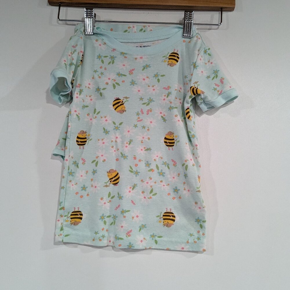*3/$10* Old Navy Bumble Bee Floral Print 2-Piece Pajamas Blue Size 5T
